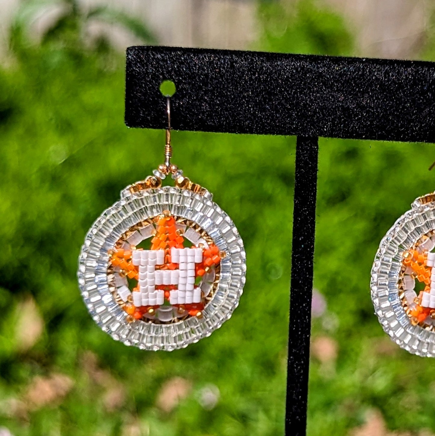 Houston Star all crystal and gold round drop earrings