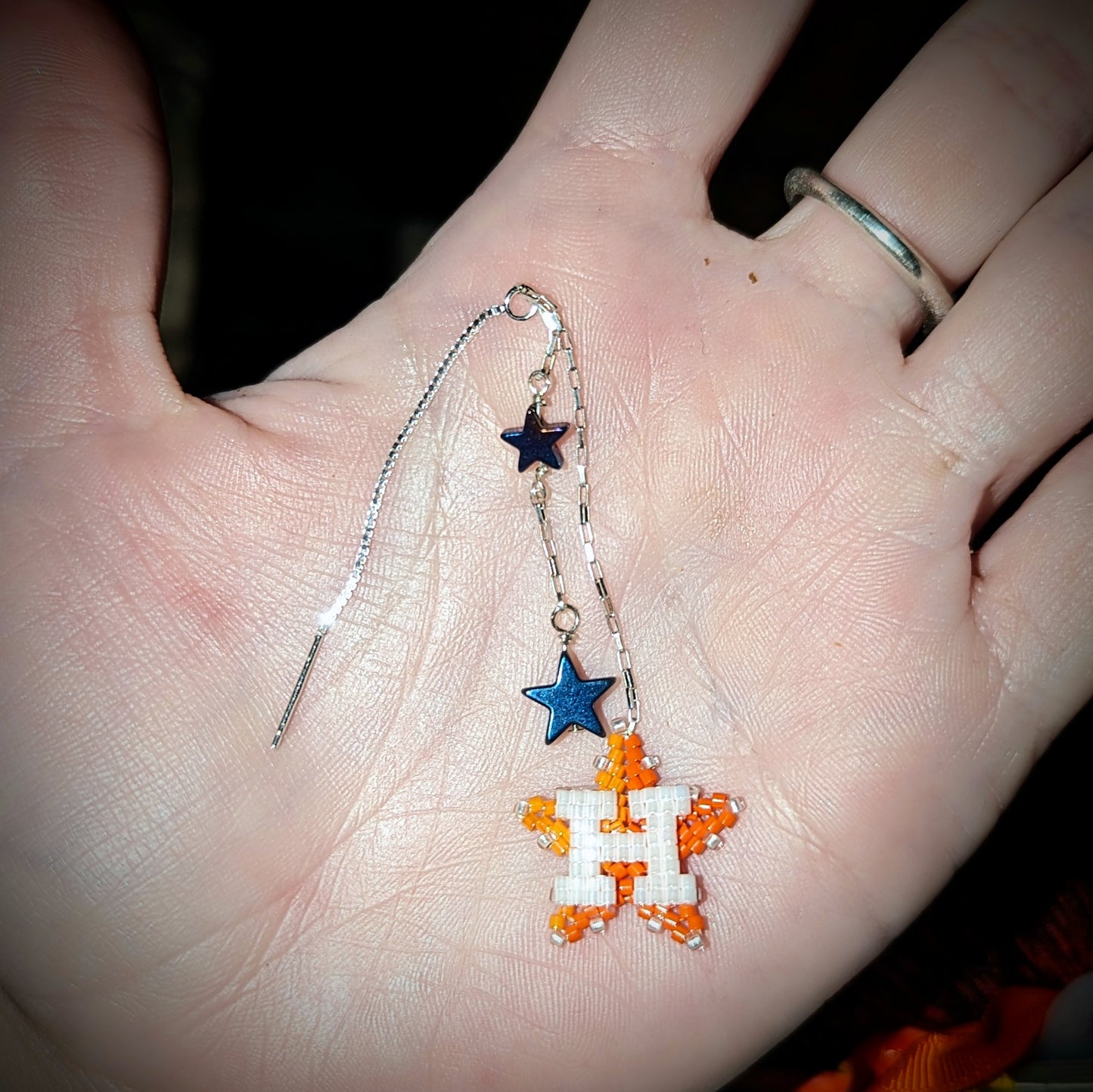 Double Threaders! Simple Houston ORANGE Star threaders with added blue star/stars.