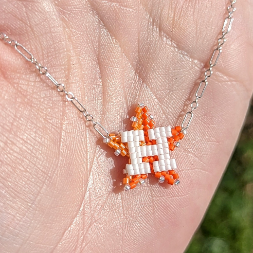 Sterling Silver Dot-Dot-Dash Chain Star Necklace. Medium 16-18.25