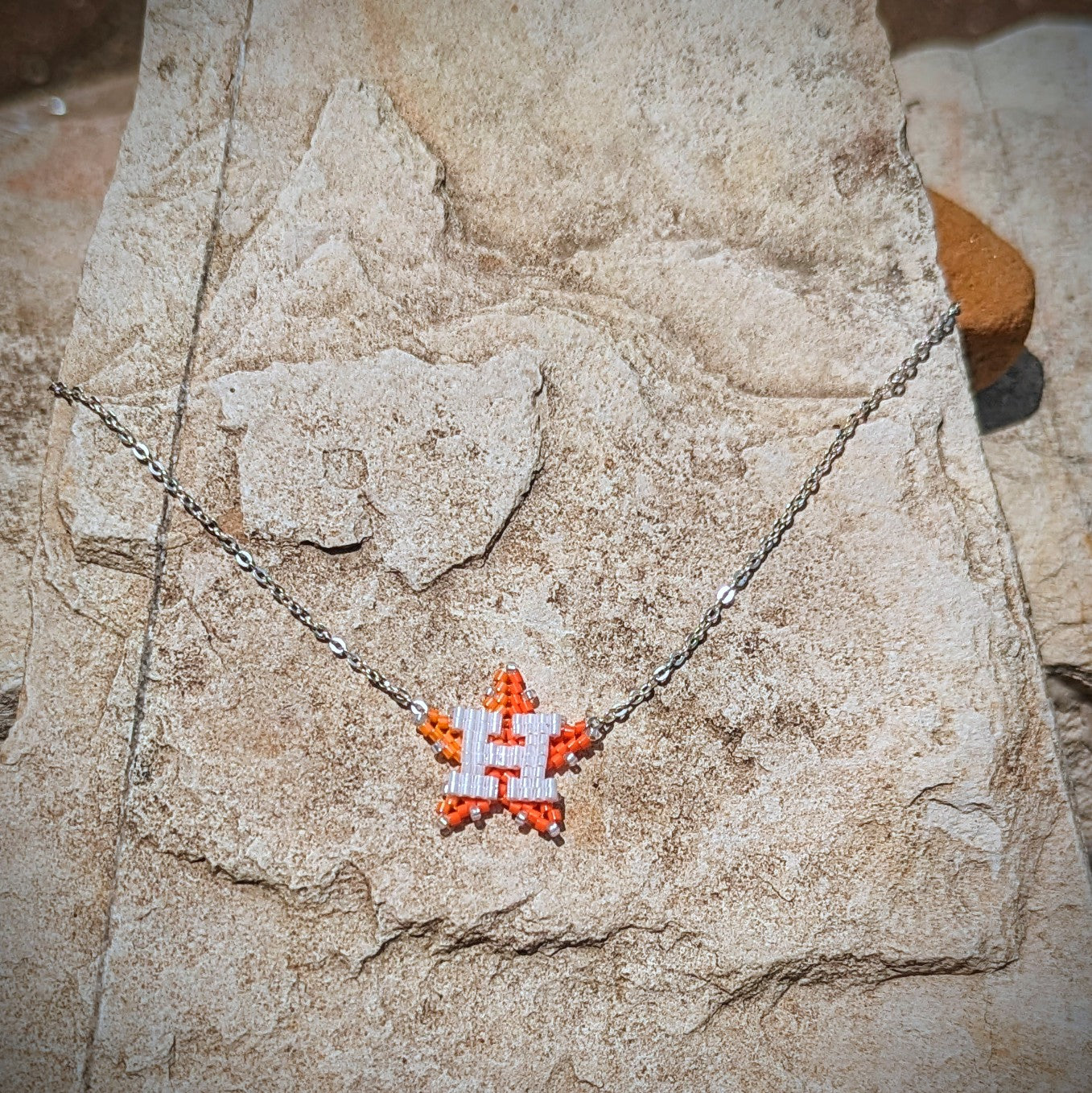 Houston Star choker, sterling silver cable chain. Adjustable in two sizes