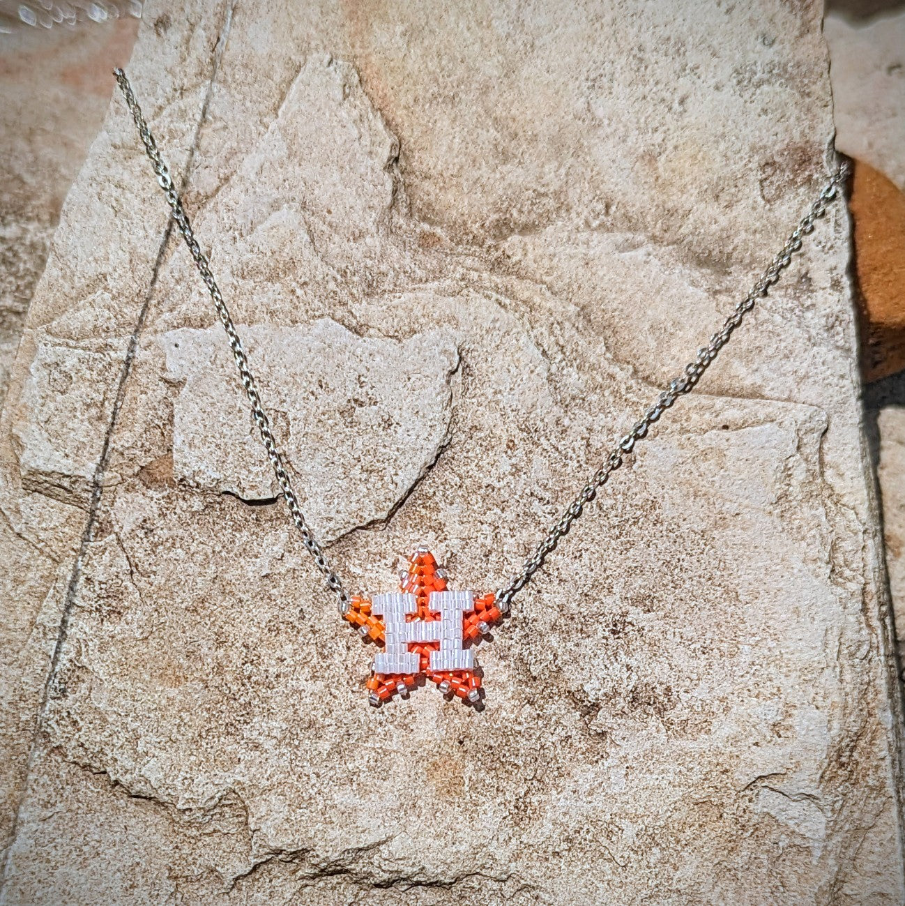 Houston Star choker, sterling silver cable chain. Adjustable in two sizes
