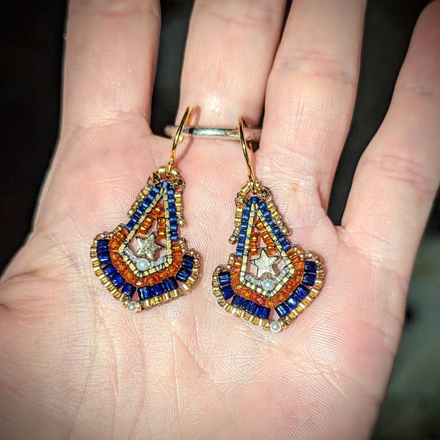 Teny tiny gold star drops, with freshwater pearls on gold plated sterling silver hooks