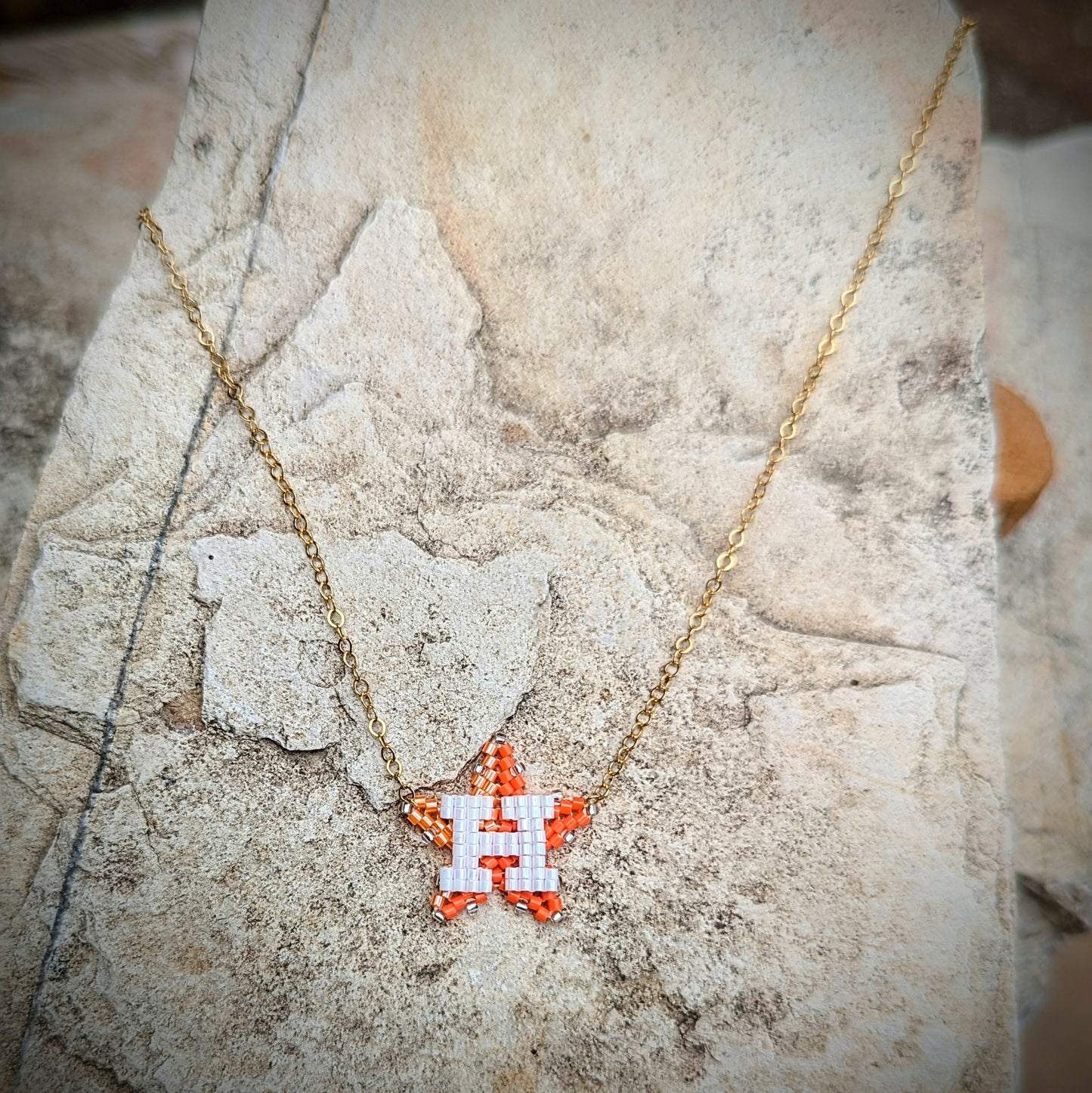 Houston Star choker, 14kt gold filled cable chain. 15-17 inches adjustable