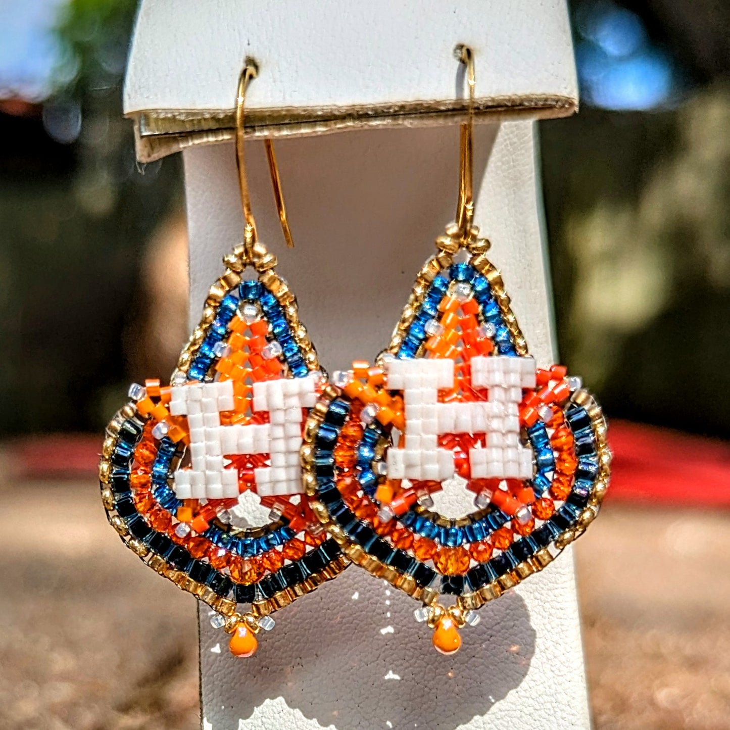 Houston Star gold beaded drops. One of a kind and handmade