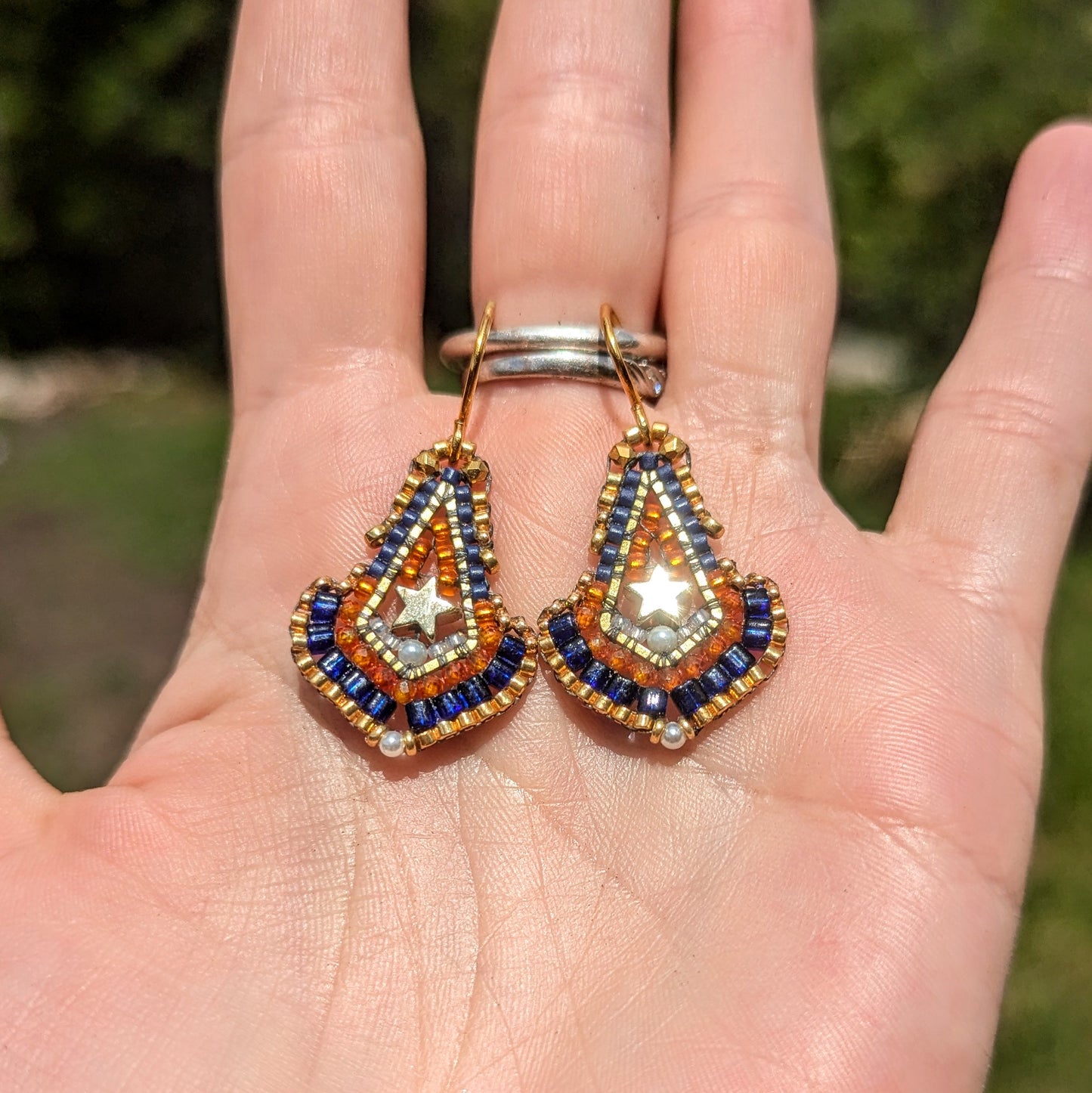Teny tiny gold star drops, with freshwater pearls on gold plated sterling silver hooks