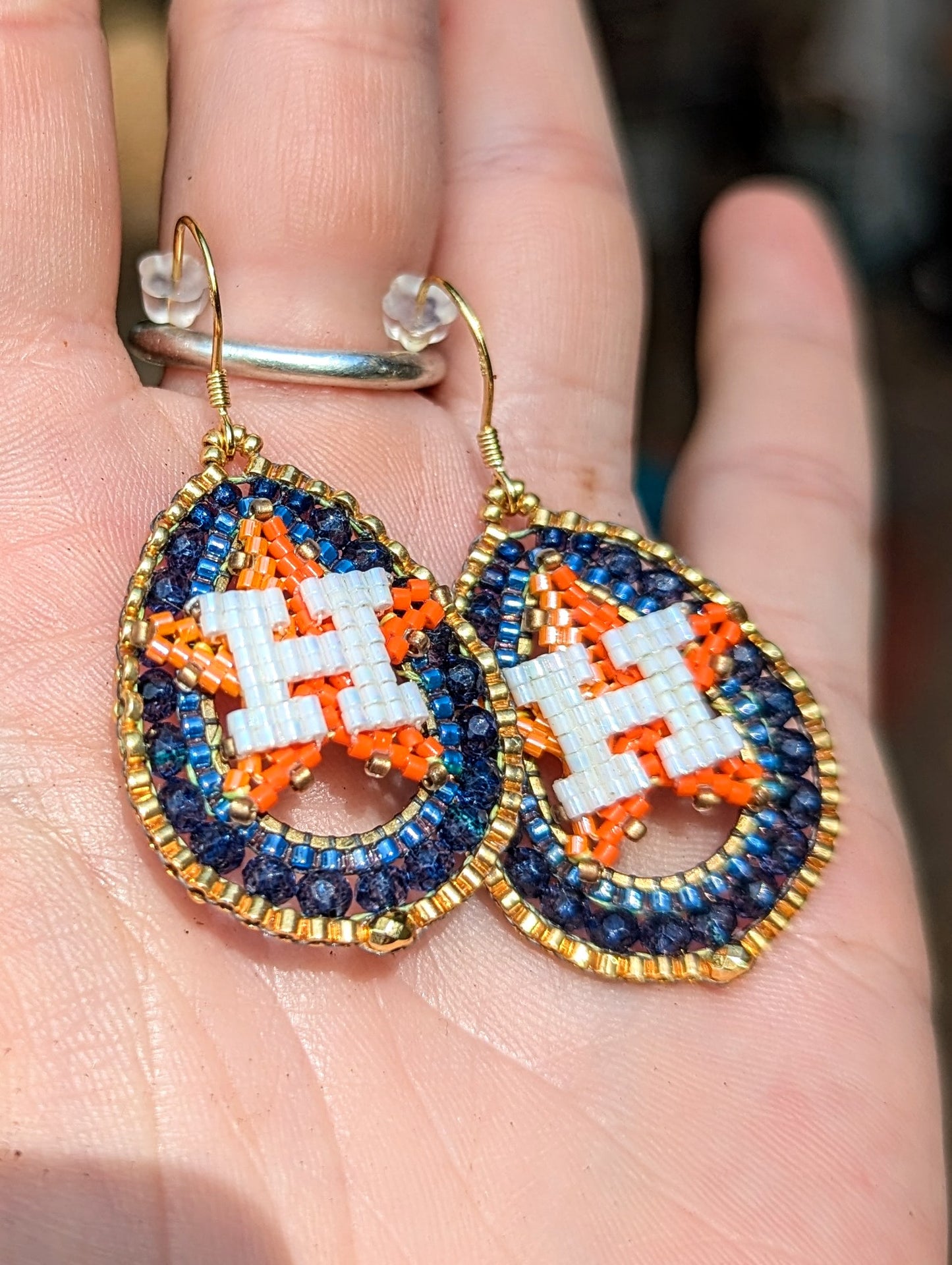 Houston Star gold beaded drops. One of a kind and handmade
