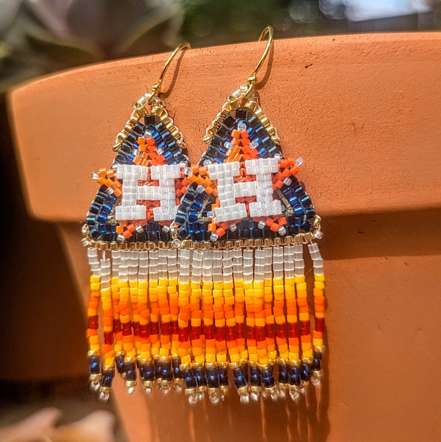 Medium Classic Fringe Earrings - Dark Blue