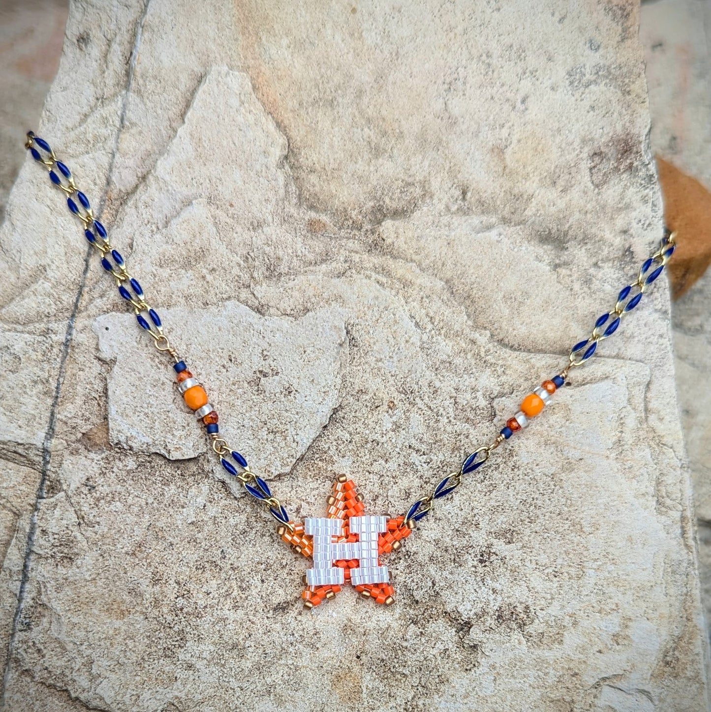*NEW* Houston Star choker on 14kt gold filled blue enamel chain. 14.5-17 inches adjustable