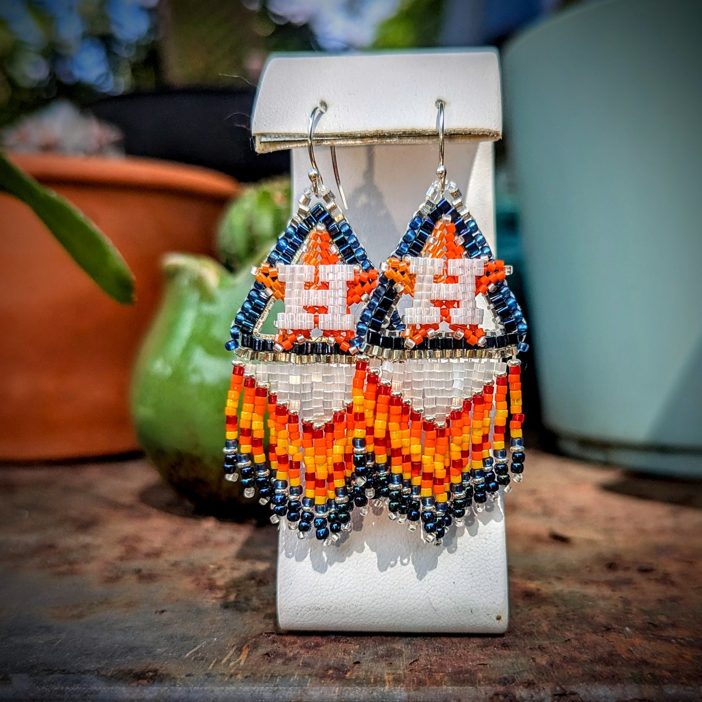 Houston star med silver chevron fringe earrings, on sterling silver hooks