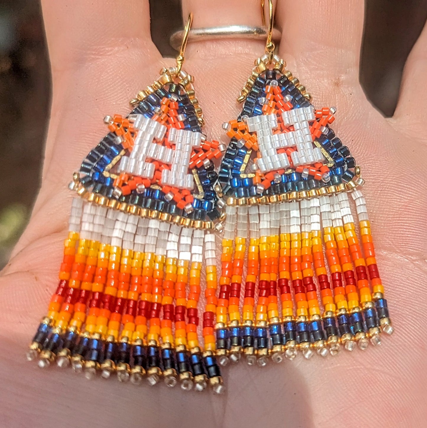 Medium Classic Fringe Earrings - Dark Blue