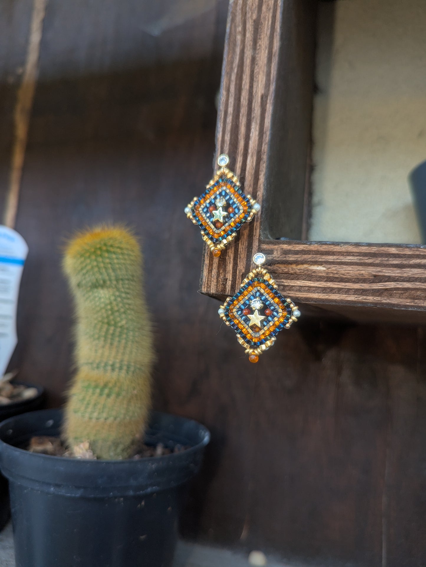 Teny tiny gold star diamond drops, on gold plated sterling silver cz studs
