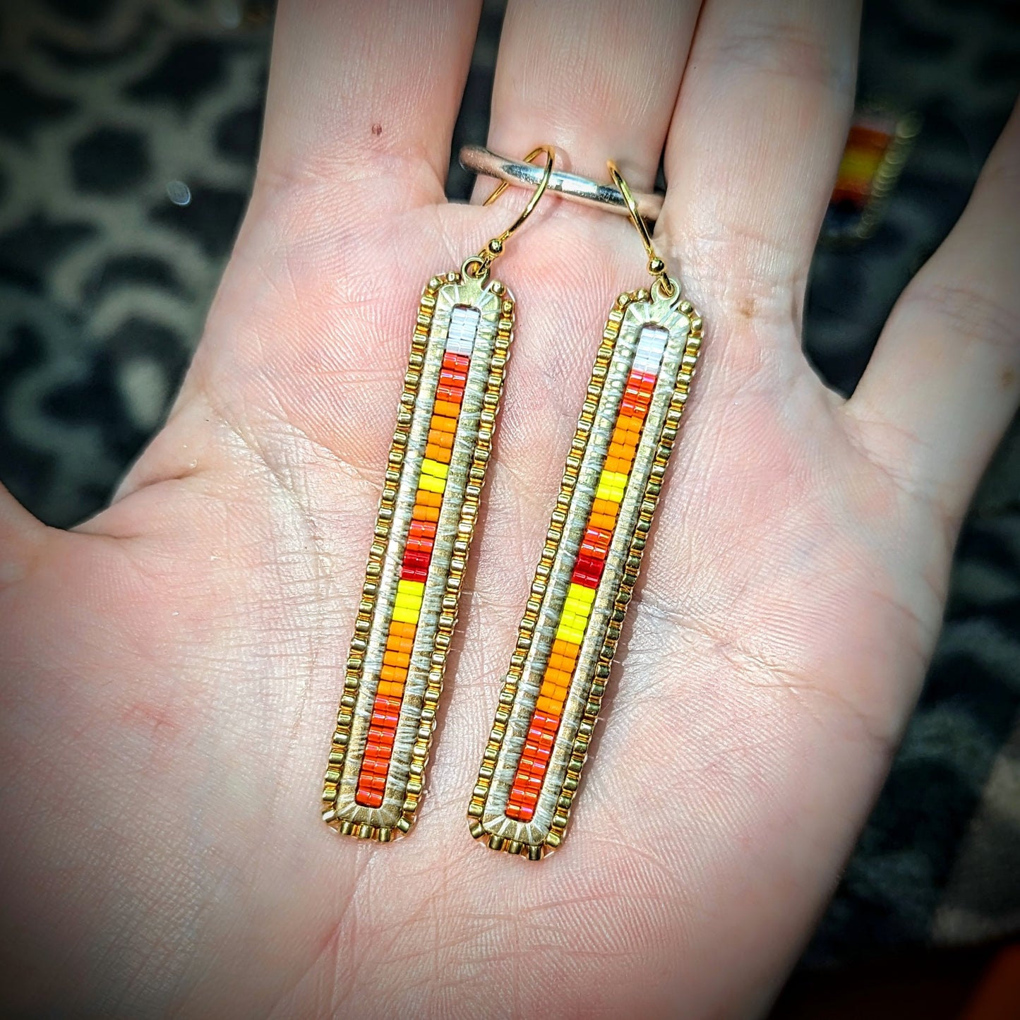 'retro stripes' rectangular drop earrings 4 sizes (restocking will continue as quickly as possible!)