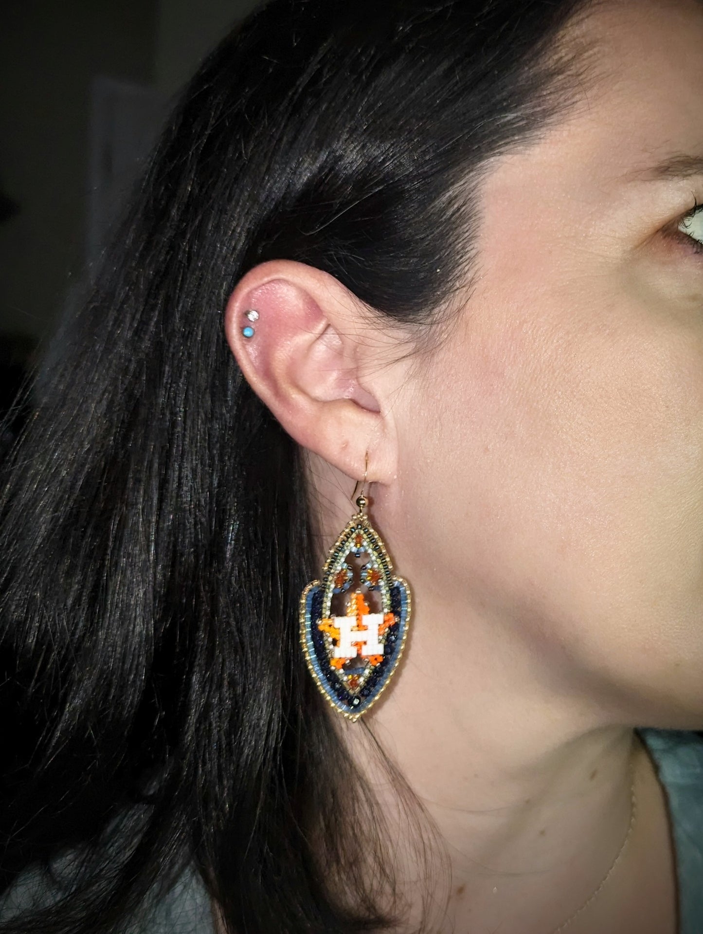 Marquis Drop Earrings - Blue Goldstone