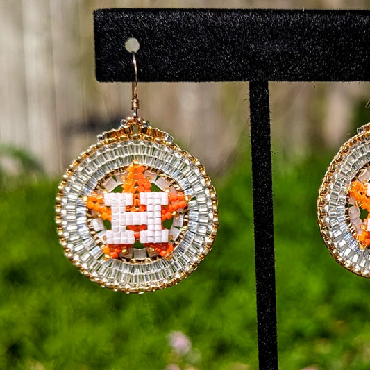 Houston Star all crystal and gold round drop earrings