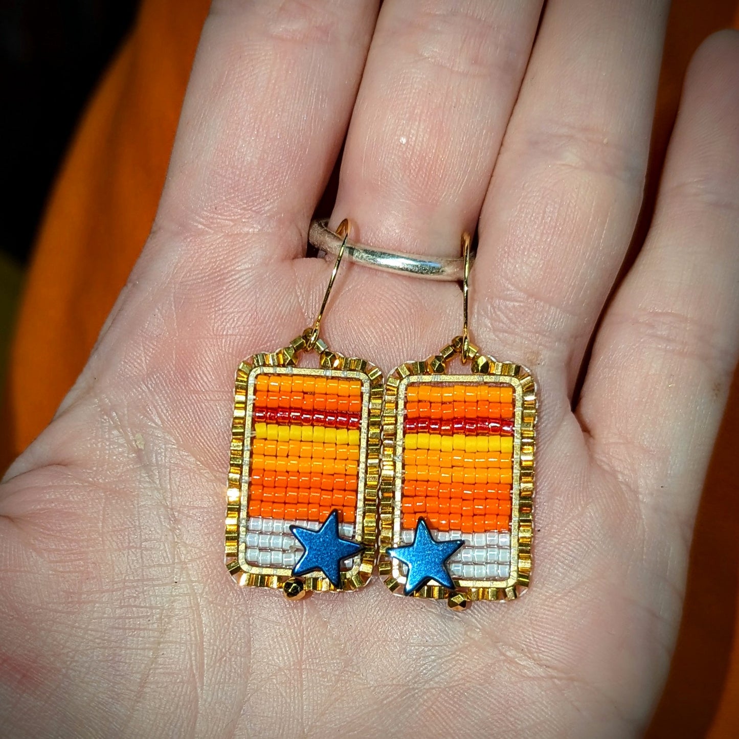 'retro stripes' rectangular drop earrings 4 sizes (restocking will continue as quickly as possible!)