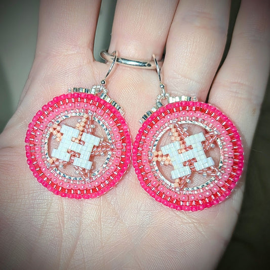 Houston Star classic round drop earrings in PINK!