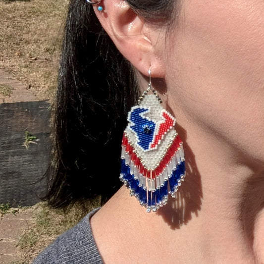 Texas fringe earrings! Hand beaded and one of a kind, on sterling silver hooks