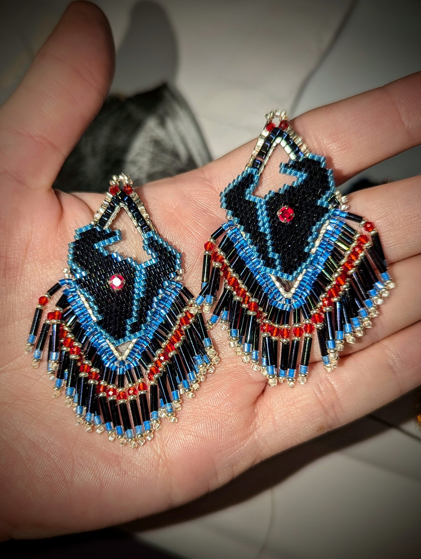 New color Texas fringe earrings! Hand beaded and one of a kind, on sterling silver hooks