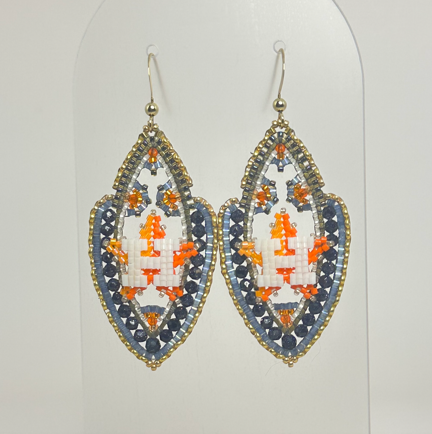 Marquis Drop Earrings - Blue Goldstone