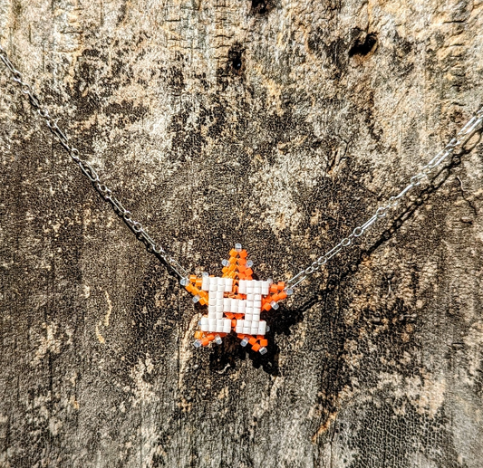 Sterling Silver Dot-Dot-Dash Chain Star Necklace