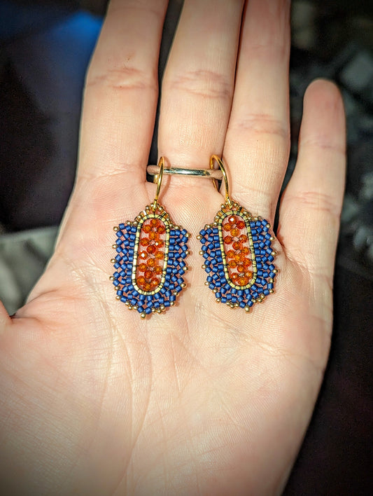 Teny tiny unique orange cz gemstone oval drops, on gold plated sterling silver hooks