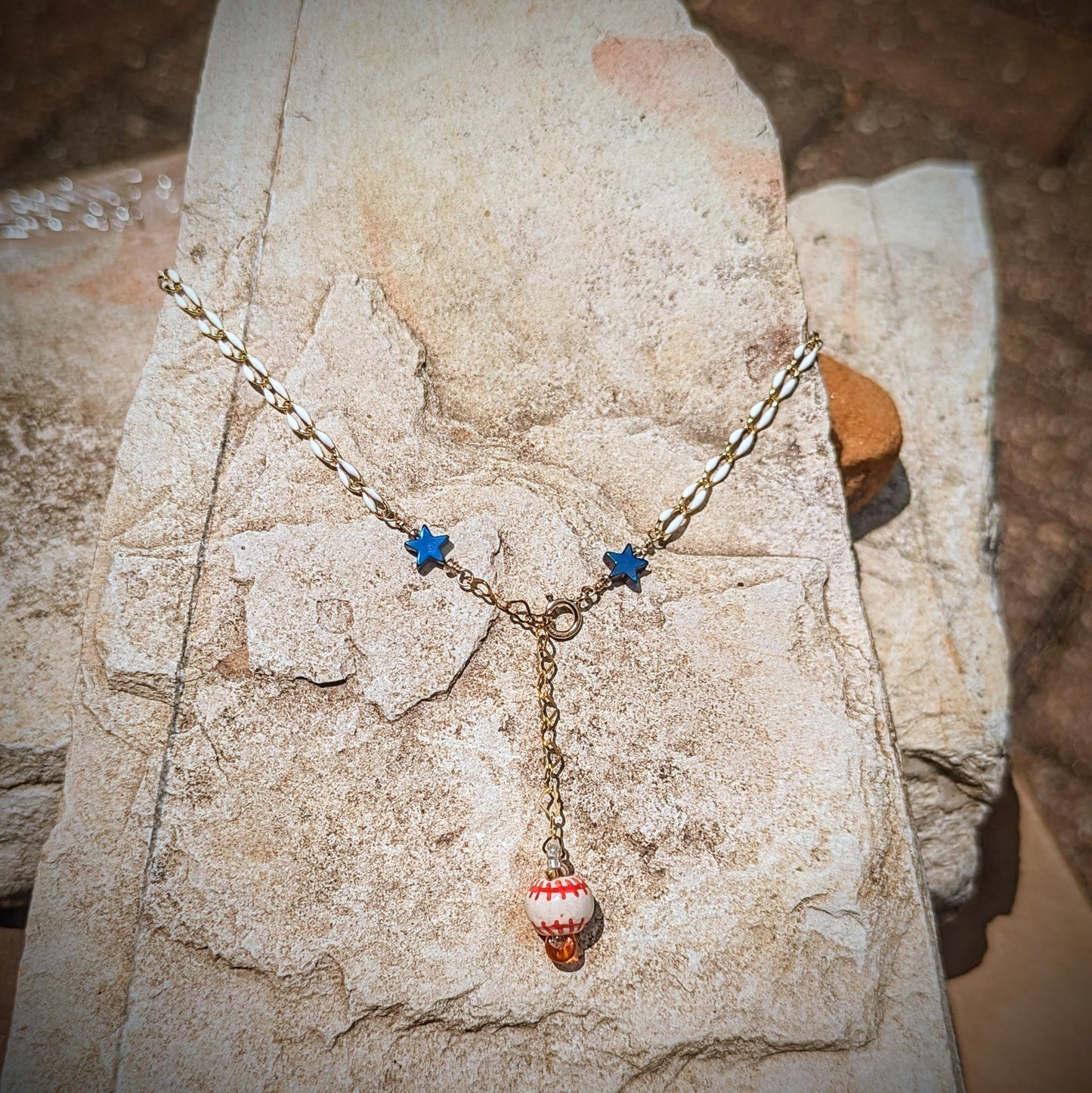 *NEW* Houston Star choker on 14kt gold filled white enamel chain. 14.5-17 inches adjustable