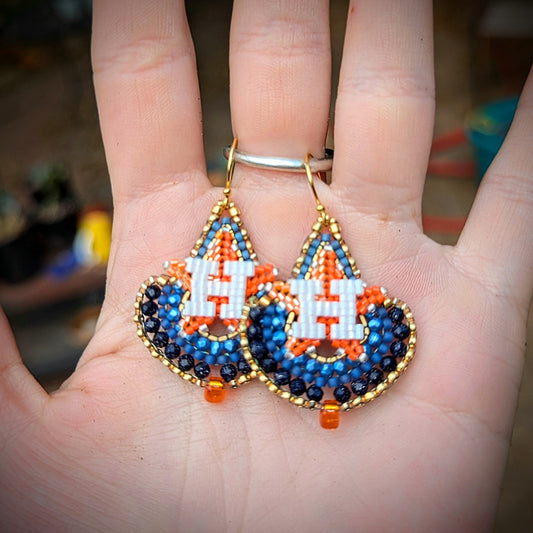 Houston Star gold beaded drops. One of a kind and handmade