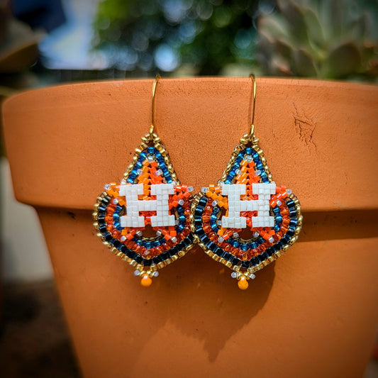 Houston Star gold beaded drops. One of a kind and handmade
