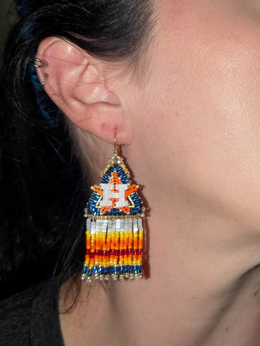 Medium Classic Fringe Earrings - Dark Blue