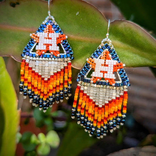 Houston star med silver chevron fringe earrings, on sterling silver hooks
