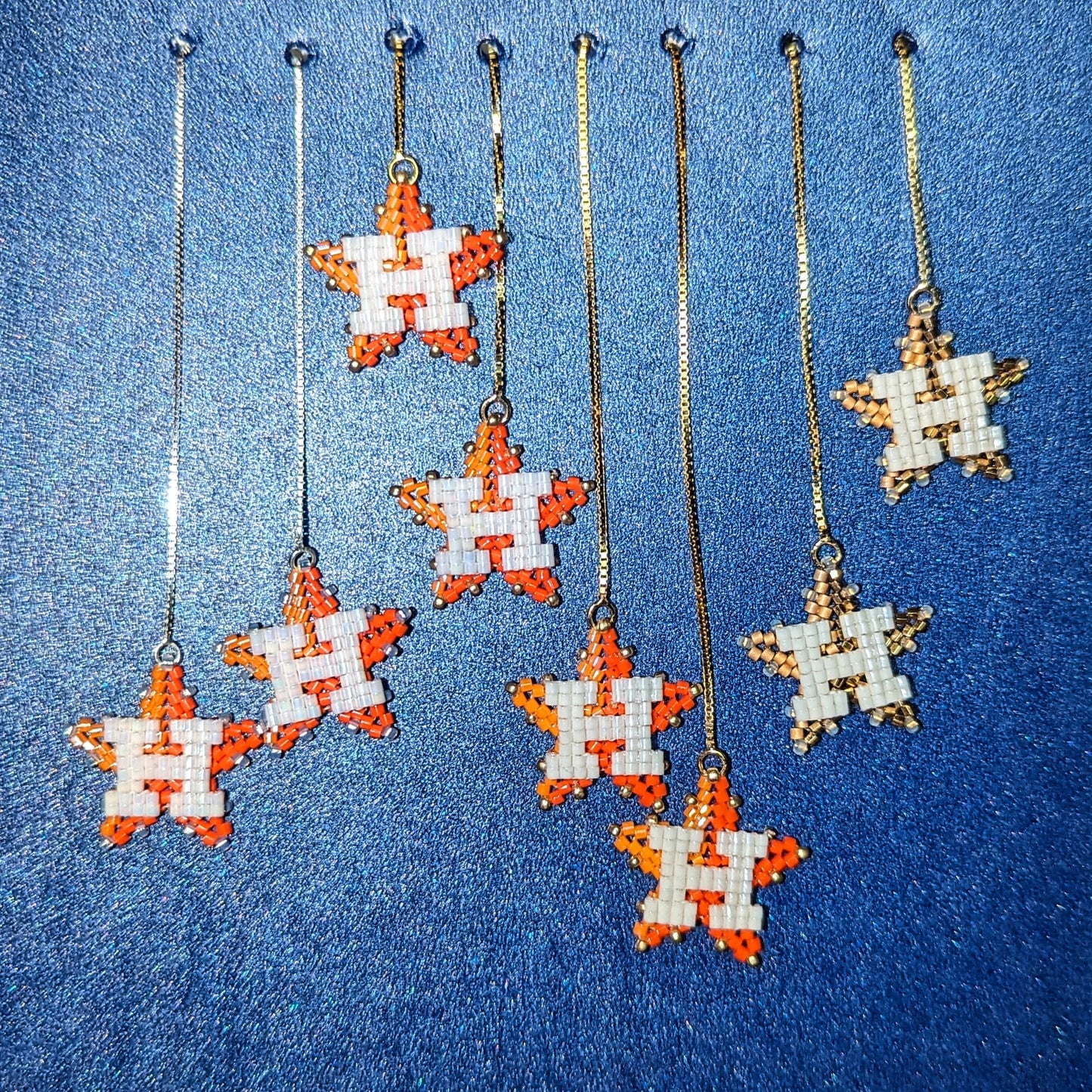 Threaders! Simple Houston ORANGE Star threaders. 3 lengths in gold plated sterling or sterling silver