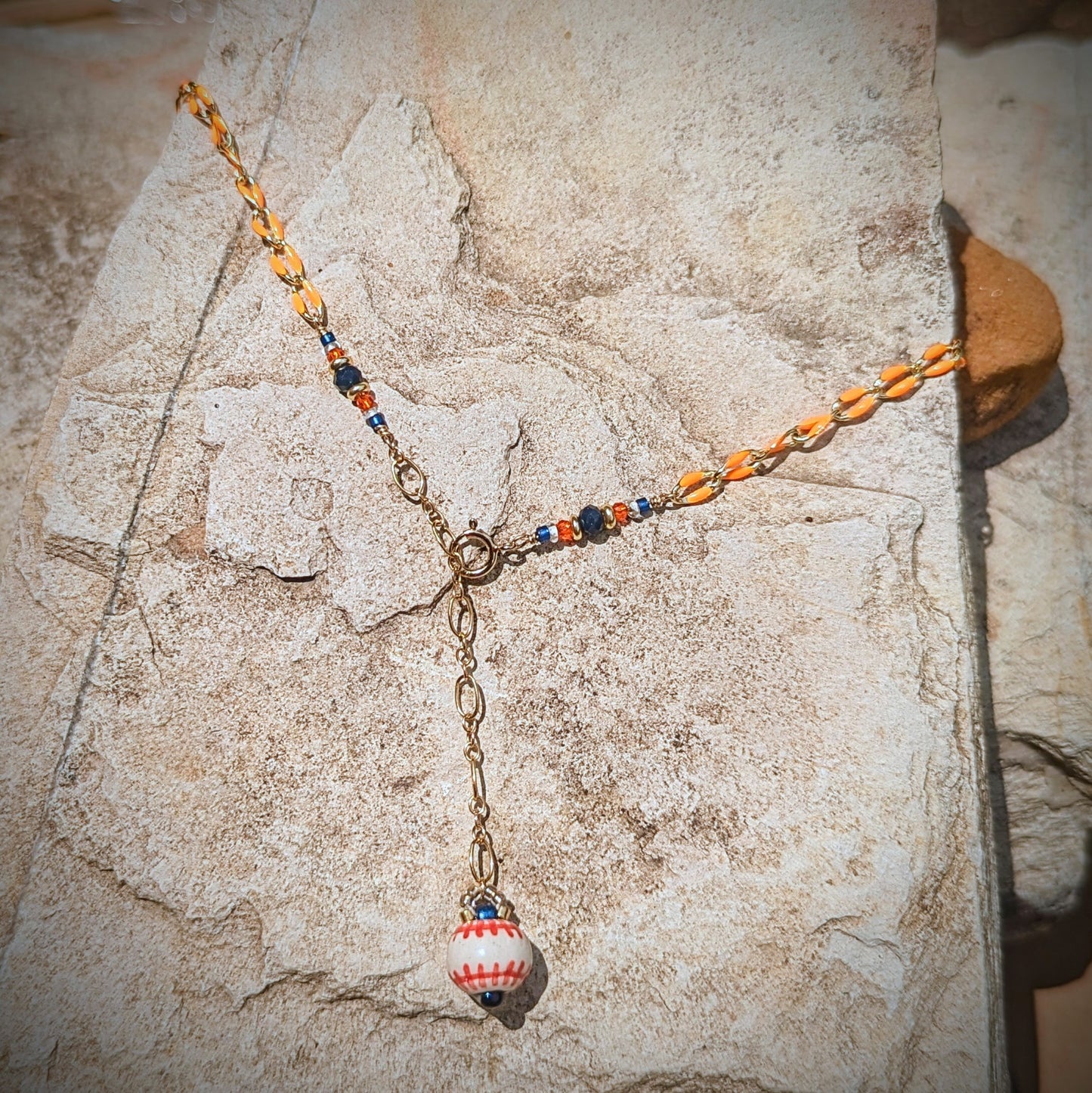 *NEW* Houston Star choker on 14kt gold filled bright orange enamel chain. 14-16 inches adjustable
