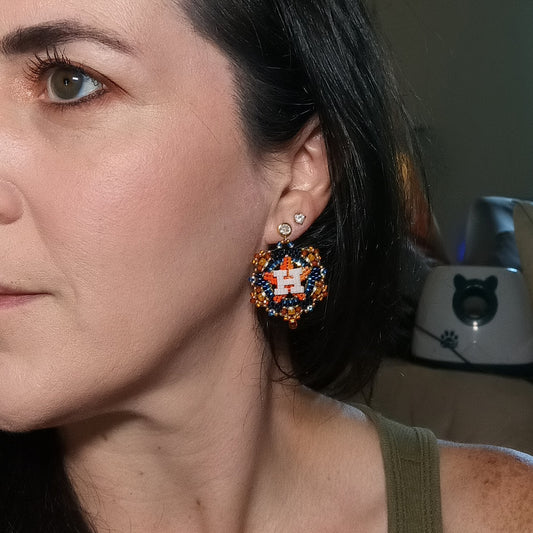 'Fancy' Round Houston Star Earrings in gold plated sterling silver cz studs