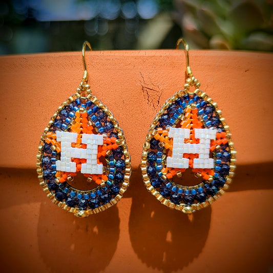 Houston Star gold beaded drops. One of a kind and handmade
