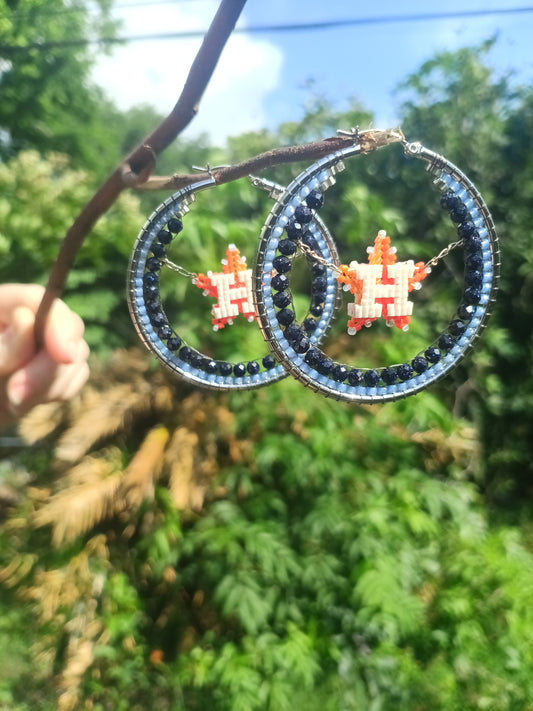 Large (50mm) Houston Swinging Star Silver Hoops